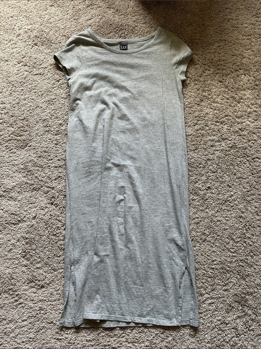 GAP Light Heather Gray Short Sleeve Maxi Dress